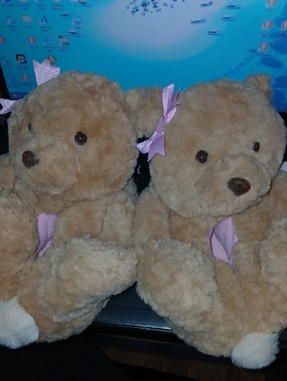 Plush Fuzzy Teddy Indoor Slippers in Light Tan - Size 11-12 (Kids)